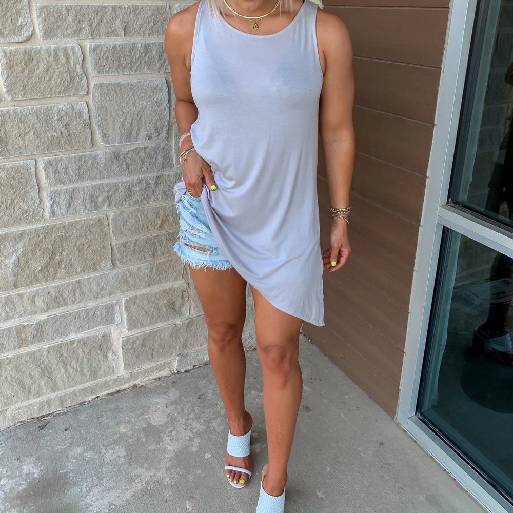 Grey Slit Tank Top